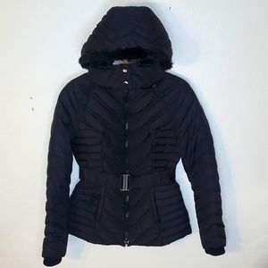 bebe Black Puff Hooded Jacket